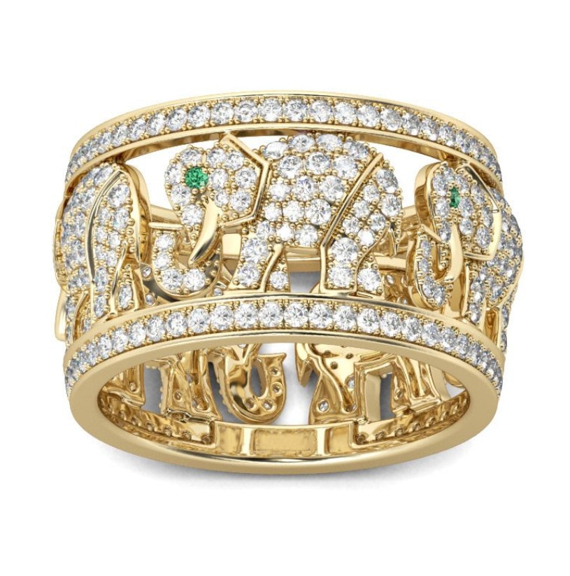 Bague Ancienne Décor éléphant - Métal Doré, Marque Seta, Taille 62